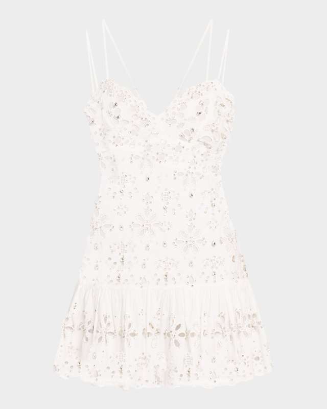 Catana Rhinestone Cotton Mini Dress